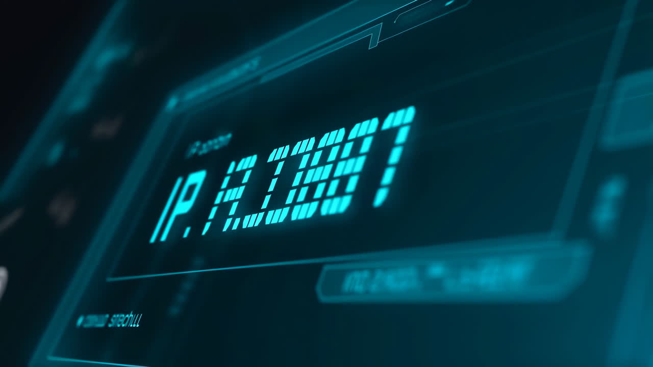 IP Address Displayed on a Futuristic Digital Screen