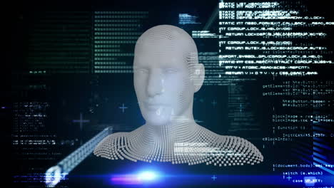 busto humano en movimiento con procesamiento de datos