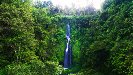 lush tropical rainforest gorge with cascading fiji waterfalls in bali