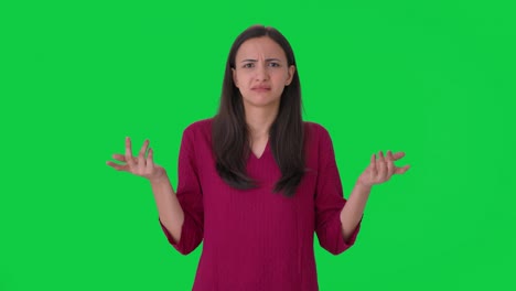 Confused-Indian-woman-asking-what-question-Green-screen