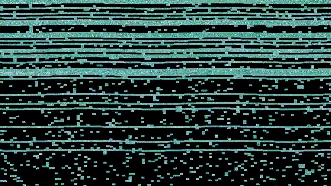 Effetto glitch digitale con linee orizzontali color verde acqua e rumore