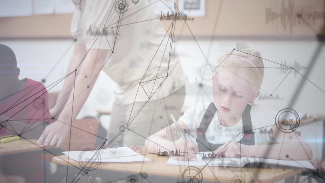 анимация сети связей через письменность школьниц