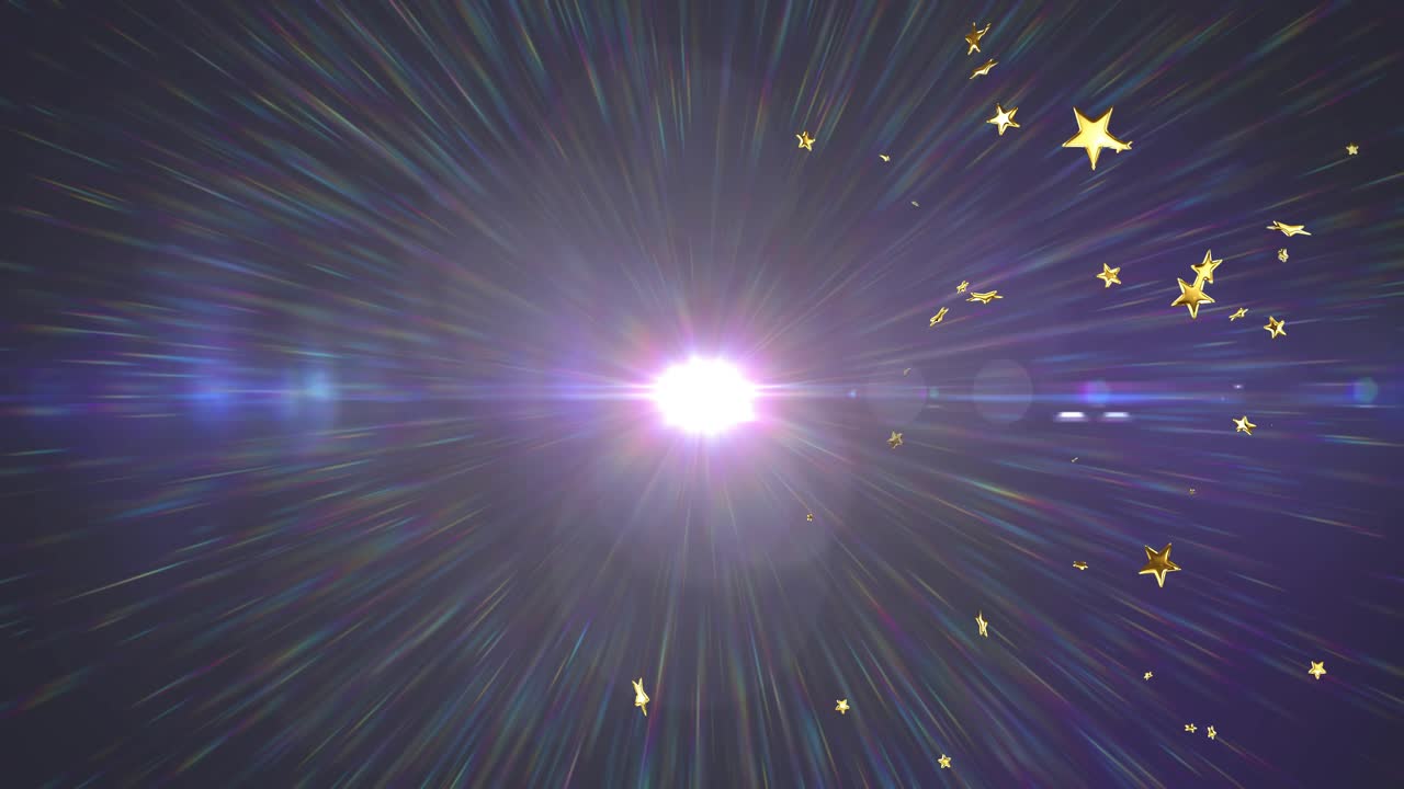 Core magenta flare brightening from dim glow, pulling gold stars, emitting color streaks for burst