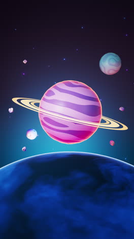 cartoon style planet in the outer space, 3d rendering.