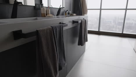 modern luxury bathroom with city view