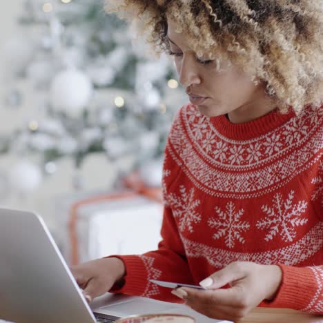 Junge-Frau-Beim-Online-Einkaufen-Von-Weihnachten