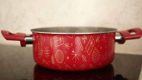 red christmas pot on a stovetop