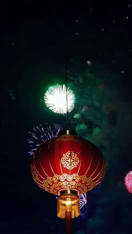 fireworks and chinese lanterns