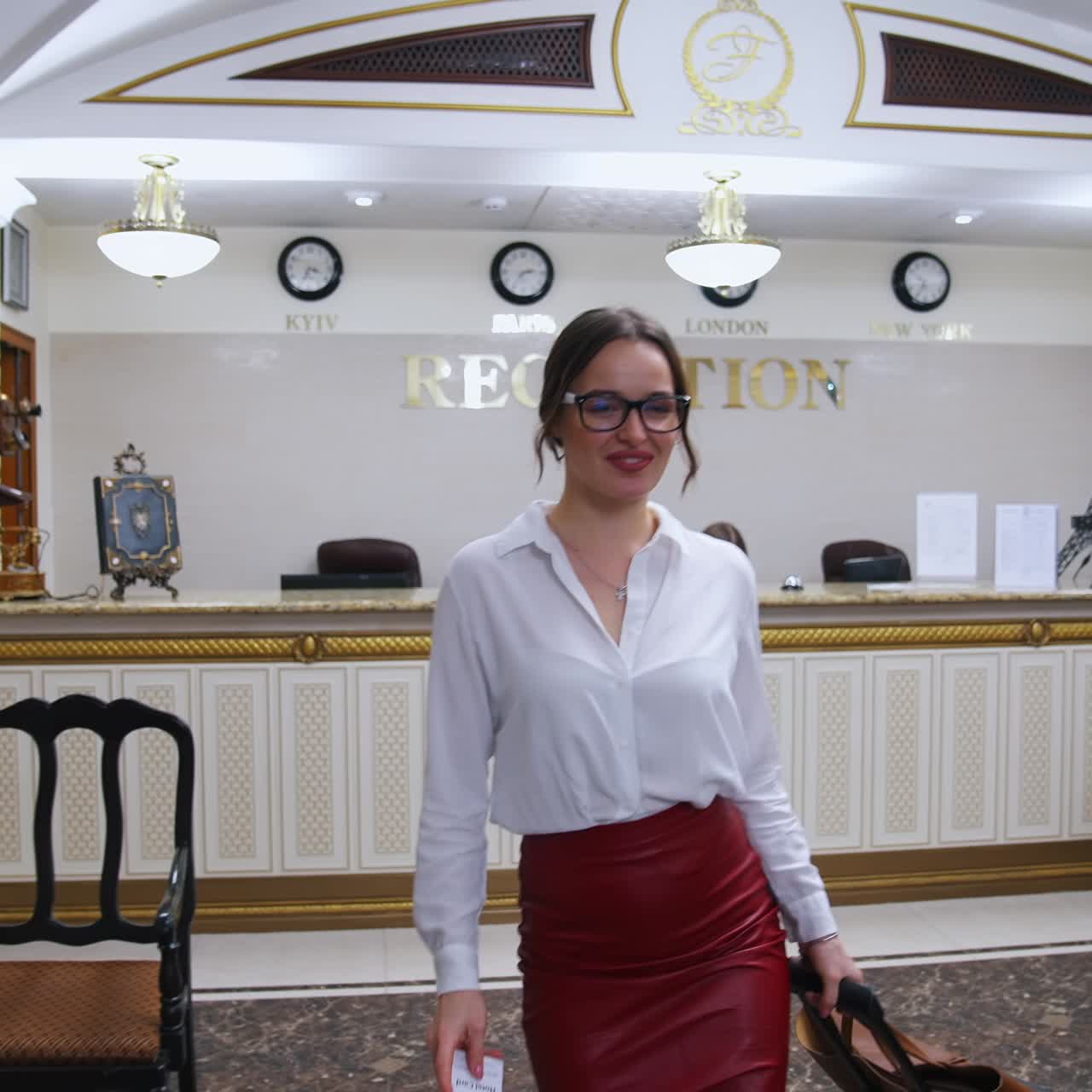 Kobieta odbierająca kartę hotelową