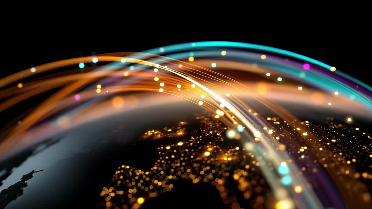 Abstrakt repræsentation af global netværksforbindelse og dataflow