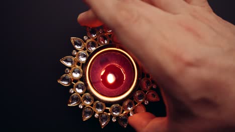 closeup of diya wax candles for diwali festival party celebration event