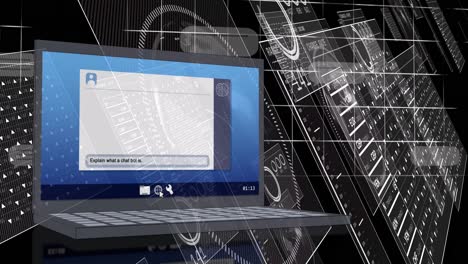 animation of ai chat and data processing over laptop