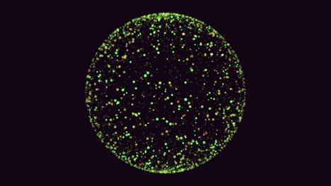 green dotted 3d sphere floats in dark space