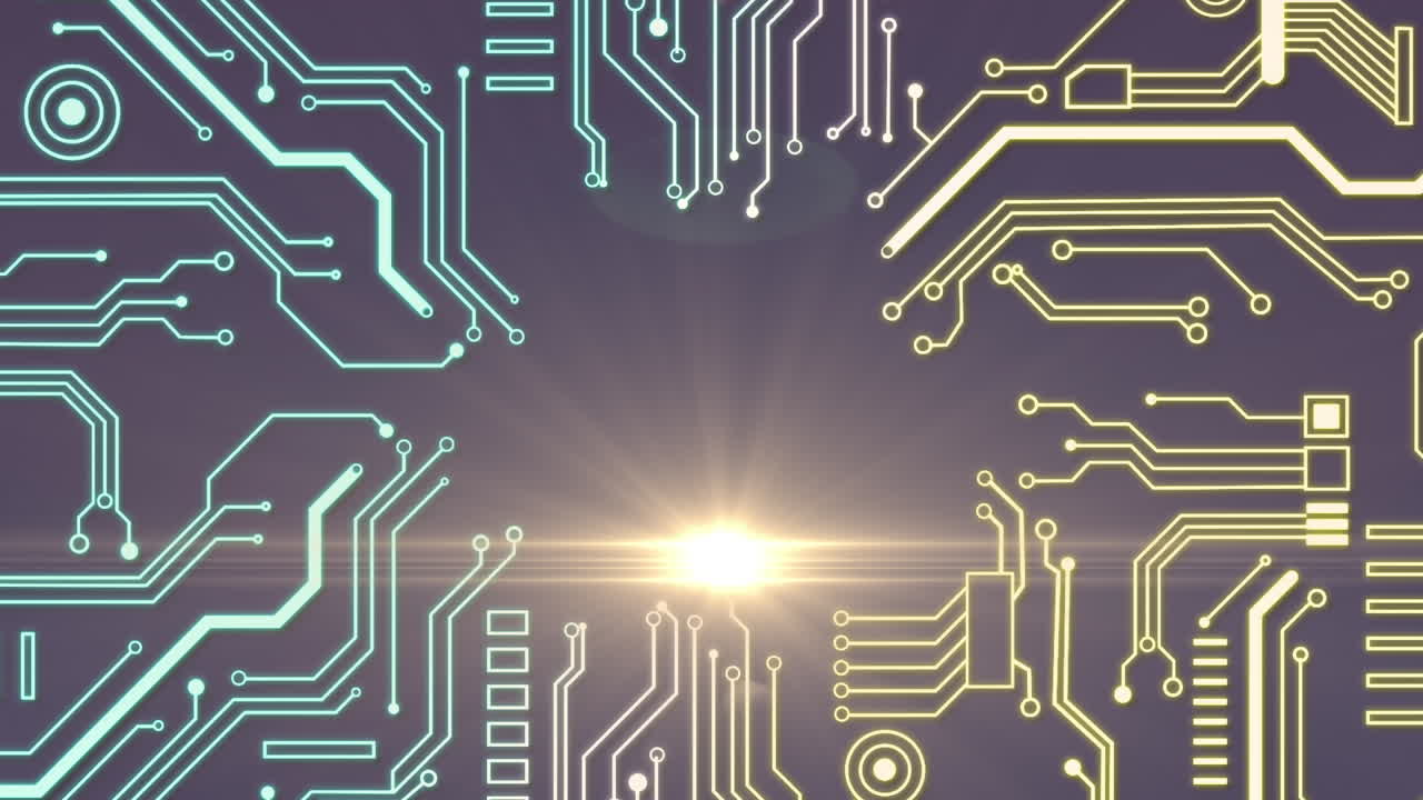 집적 회로를 가로질러 움직이는 빛의 애니메이션