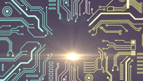 animación de la luz que se mueve sobre un circuito integrado