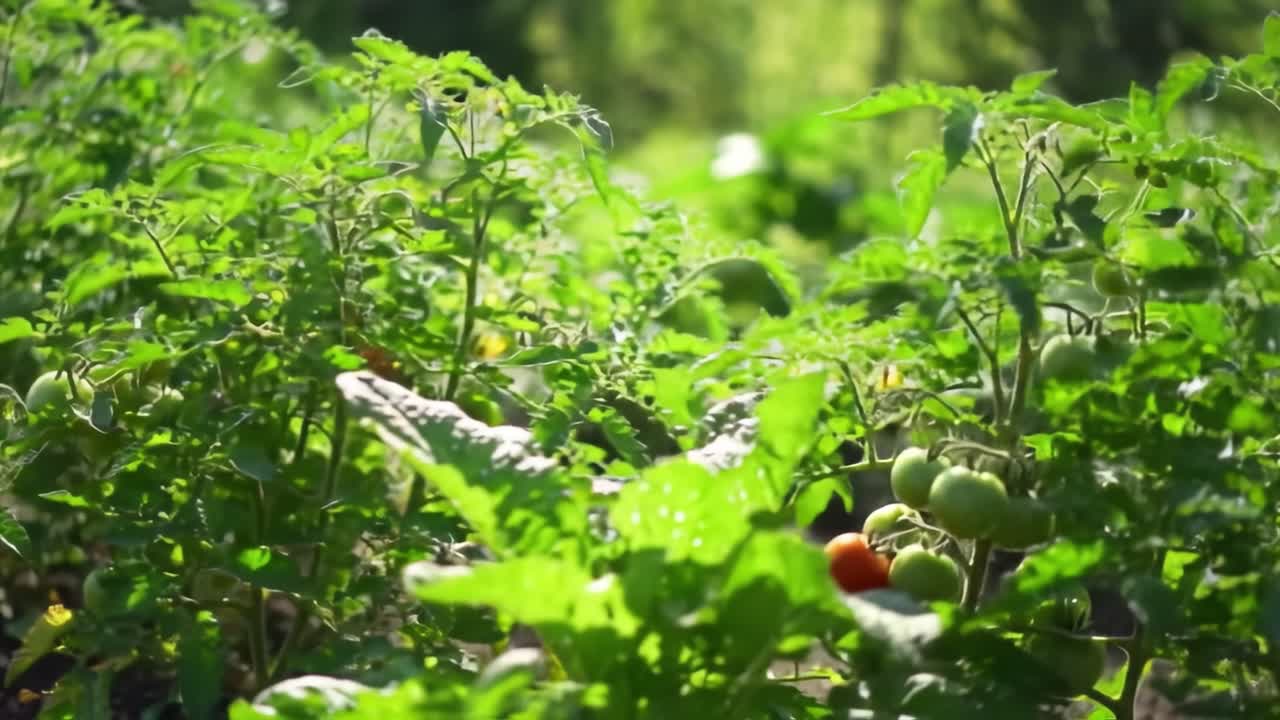 Vibrant Tomato Plants Growing in a Lush Garden, Showcasing Their Green Fruits Amidst a Thriving Foliage, Capturing the Essence of Nature's Bounty