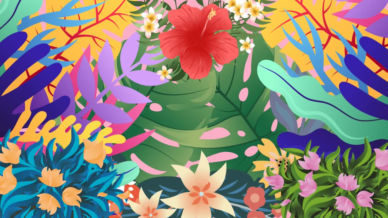 animación de texto de venta instantánea con flores que se mueven en movimiento hipnótico