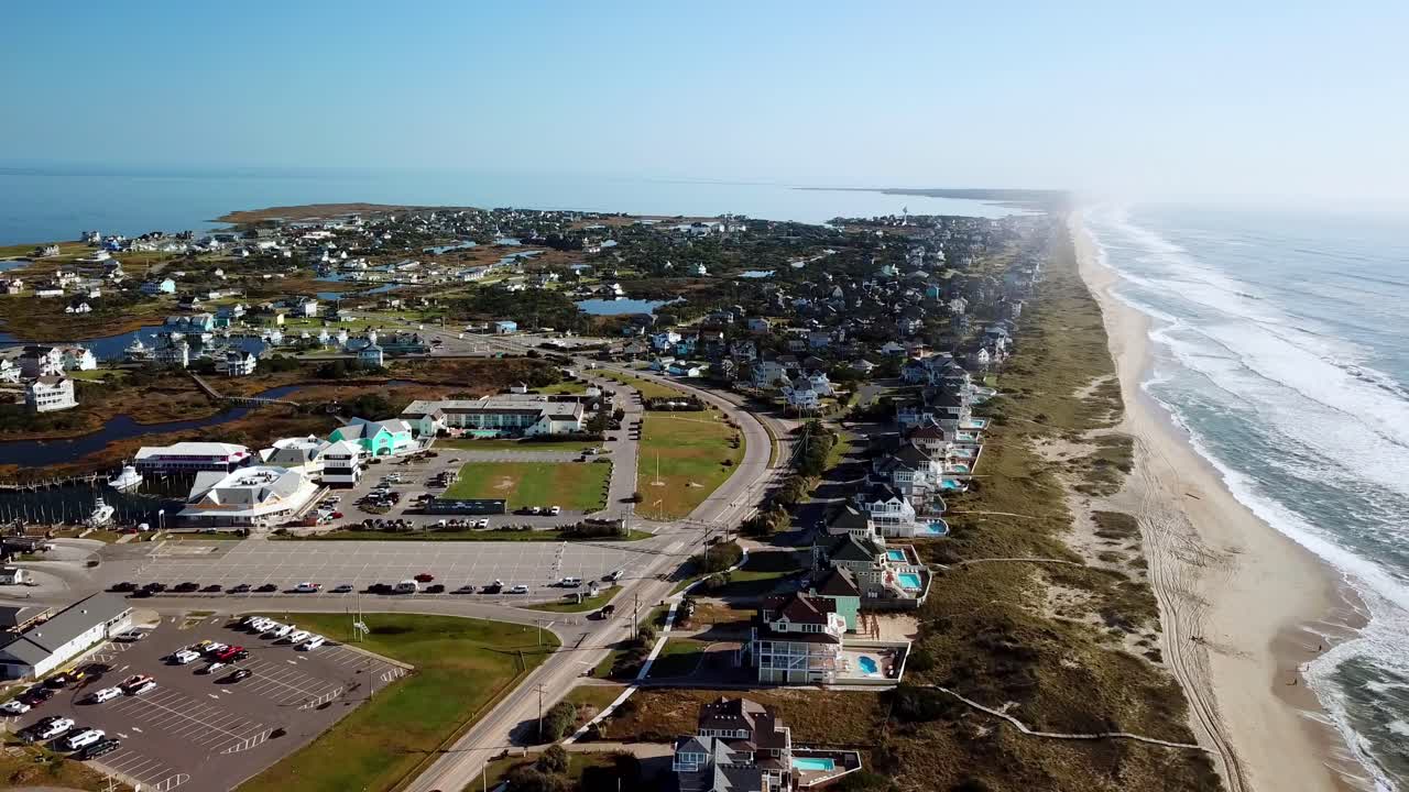 hatteras nc aerial, nc aerial의 외부 은행을 따라 hatteras north carolina