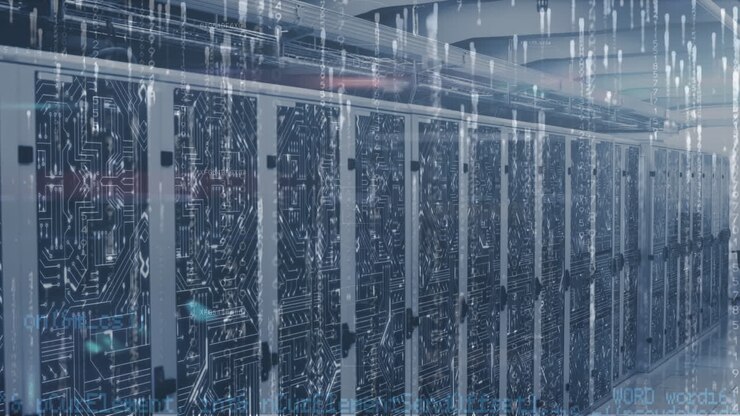 Animation of lights falling over servers