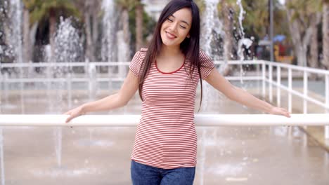 trendy young woman outdoors in summer