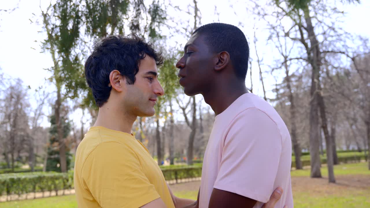 Affectionate Gay Couple in Park