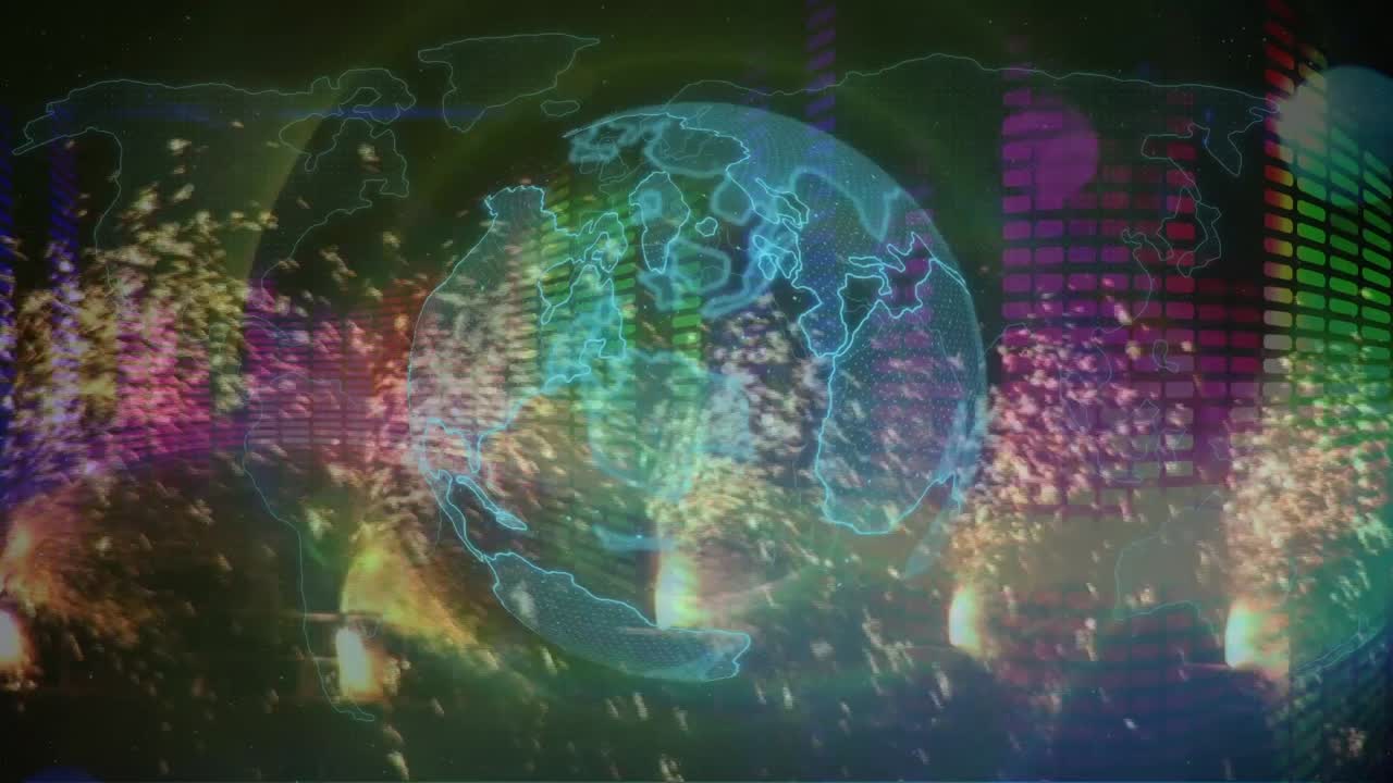 animación del procesamiento de datos sobre chispas y globo