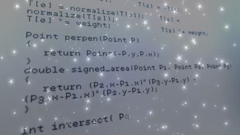 sparkling star animation overlaying computer code on screen in school setting