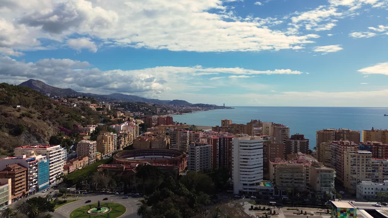 Malaga Spagna, città spagnola, Mare Mediterraneo di Alboran, Plaza de Toros de Ronda, arena.