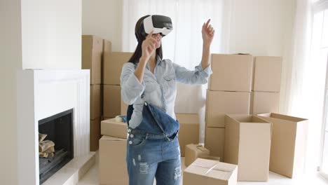 woman interacting with her virtual environment