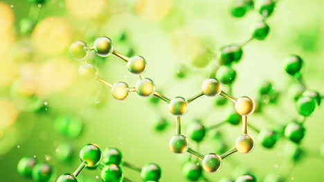 fondo de moléculas verdes transparentes, renderización en 3d.