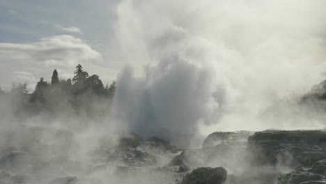 Geothermal-geyser,-Rotorua,-New-Zealand,-Slow-motion-iconic