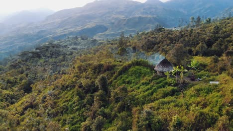 A-native-Papuan-Hut-high-in-the-mountains-of-Papua,-Indonesia