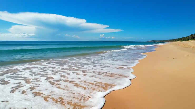 Douces vagues déferlant sur une plage tropicale ensoleillée