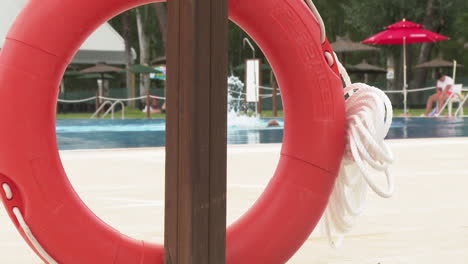 life preserver at a poolside