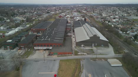 Aerial-drone-view-of-massive-industrial-facility