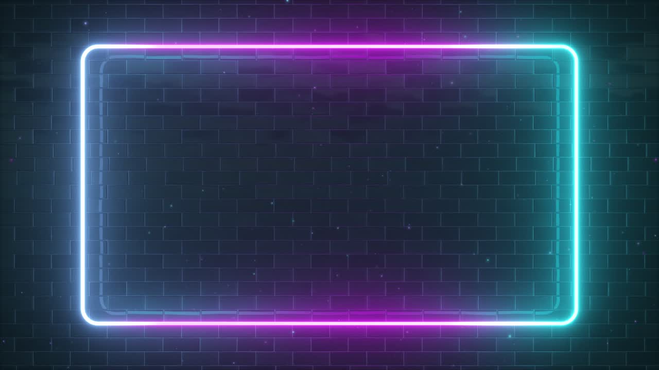Neon Frame on Brick Wall Background