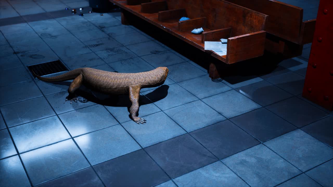 el dragón de comodo en la estación de metro subterránea