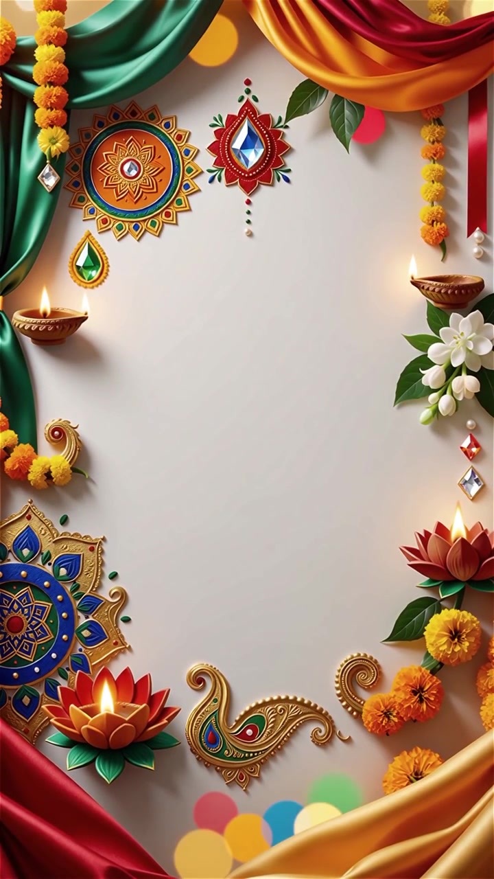 Sfondo del Festival Diwali con lanterne e decorazioni tradizionali Diyas.