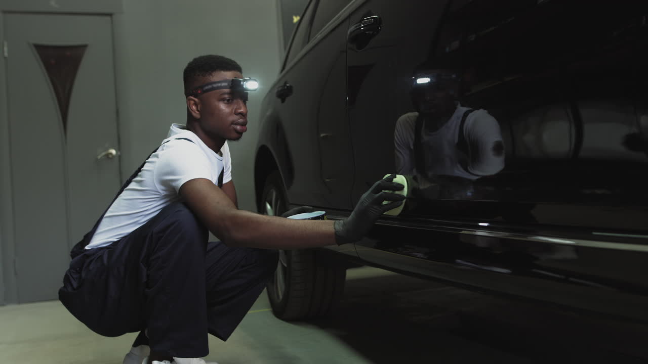 детали автомобиля в гараже