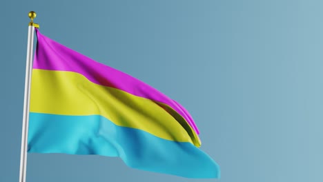 pansexual pride flag waving against blue background