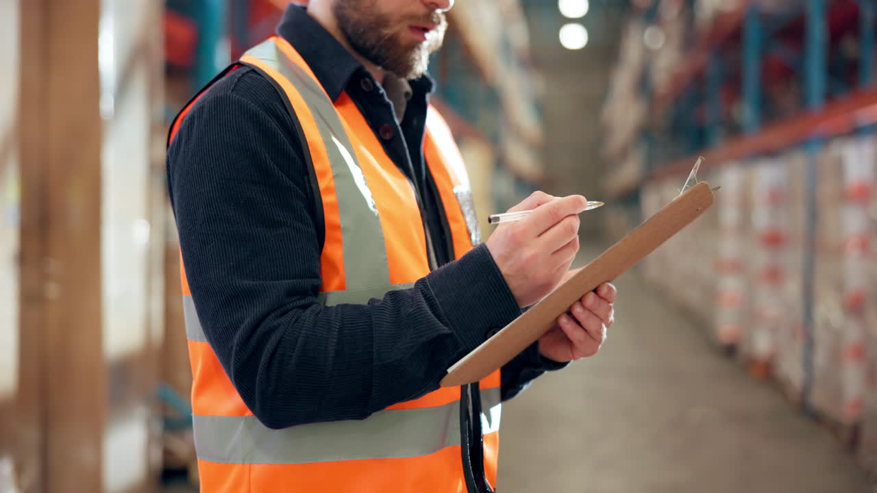 Lavoratore di magazzino che fa l'inventario