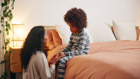 mother and child having a conversation