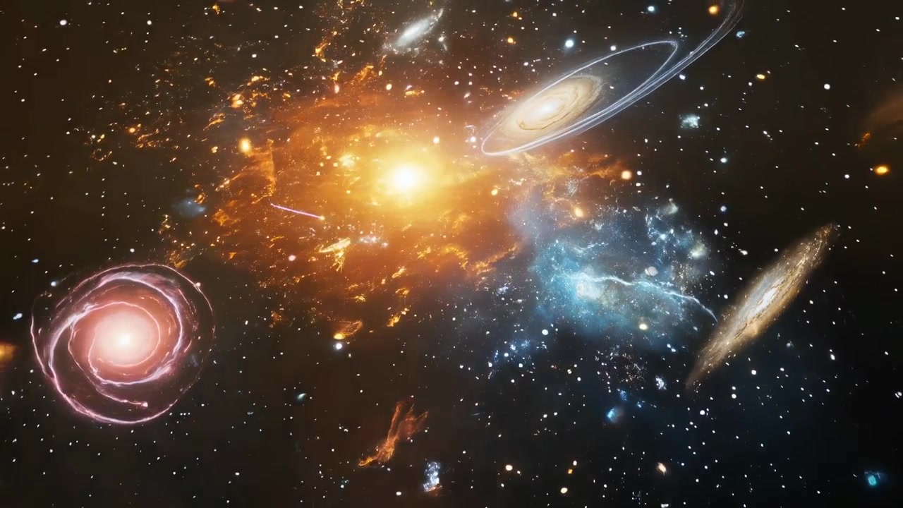 Impresionante vista de múltiples galaxias y estrellas brillantes en el espacio profundo