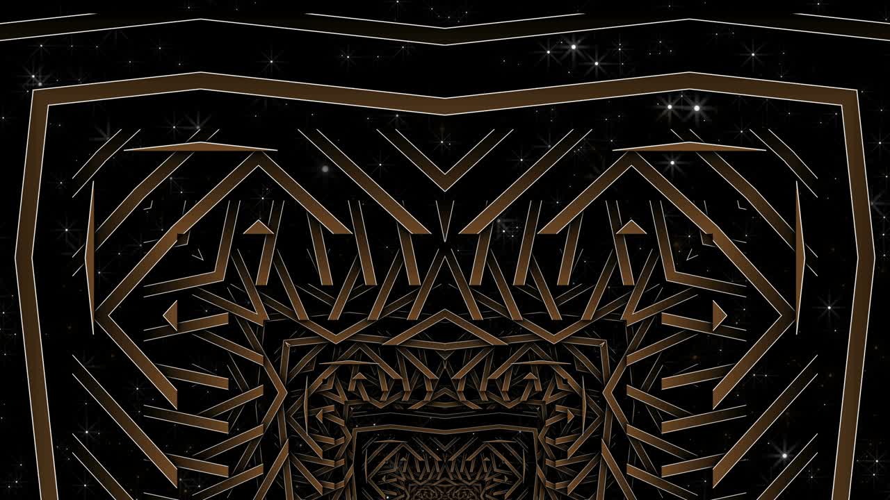 많은 나무 슬래브를 모방하는 장면, 깊이의 착각과 함께 관점의 추상화, 콘서트 비디오 아트.