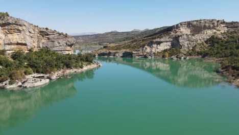 Aerial-views-of-Mont-Rebei-canyon-in-the-catalan-Pyrenees