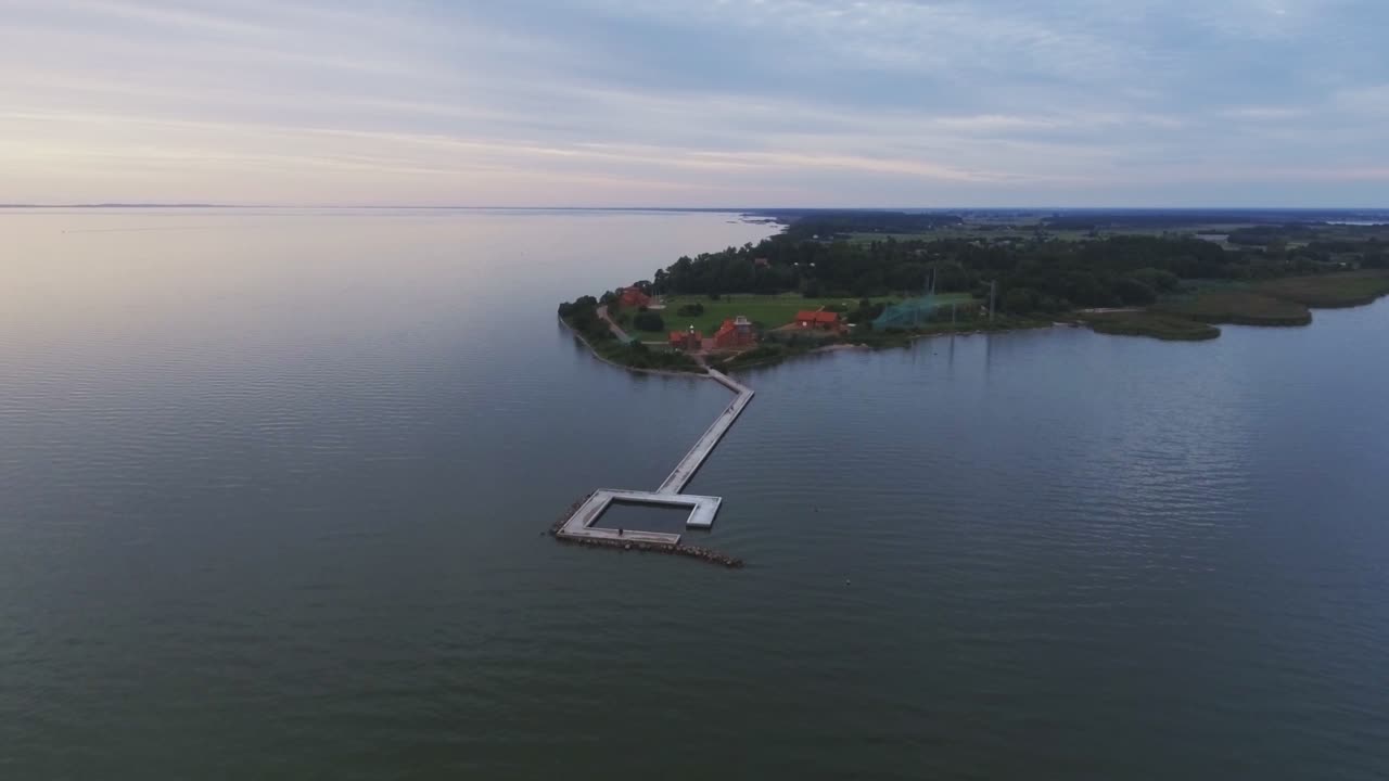 Bird Migration Ornithological Ringing Station Vente Cape Horn In the Evening. Aerial Dolly-In Pedestal-Down