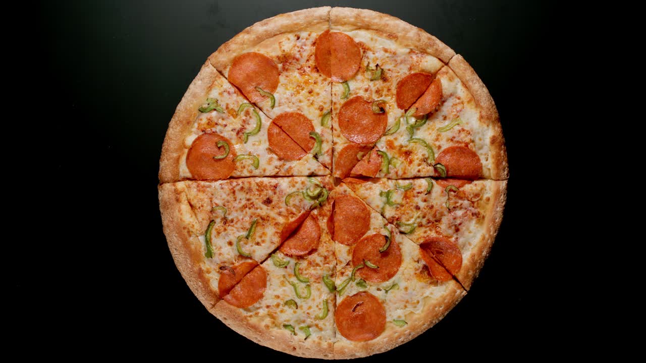 Human Hand Takes A Slice Of Pizza From The Wooden Board