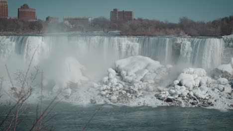 a straight on shot of the american falls at niagara falls shot from the canadian side on a canon c200 in 12 bit raw 60fps