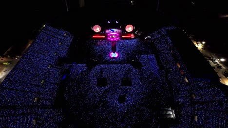 aerial view of coldplay concert in big stadium at night