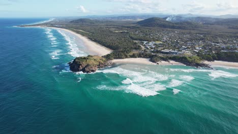 cabarita beach, norries headland and maggies beach in nsw, australia - aerial shot